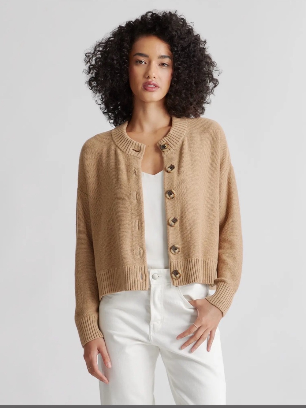 Quince 100% Organic Cotton Cropped Cardigan